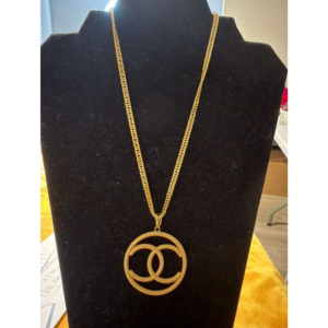 18K YG Necklace Size 24 w/ CC Pendant 27.6g