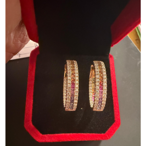Multi colored natural diamond hoop earrings